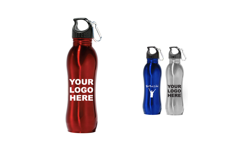 Stainless Steel water bottle with caribiner 26 oz 